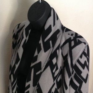 Microfleece Open Cardigan in Grey and Black